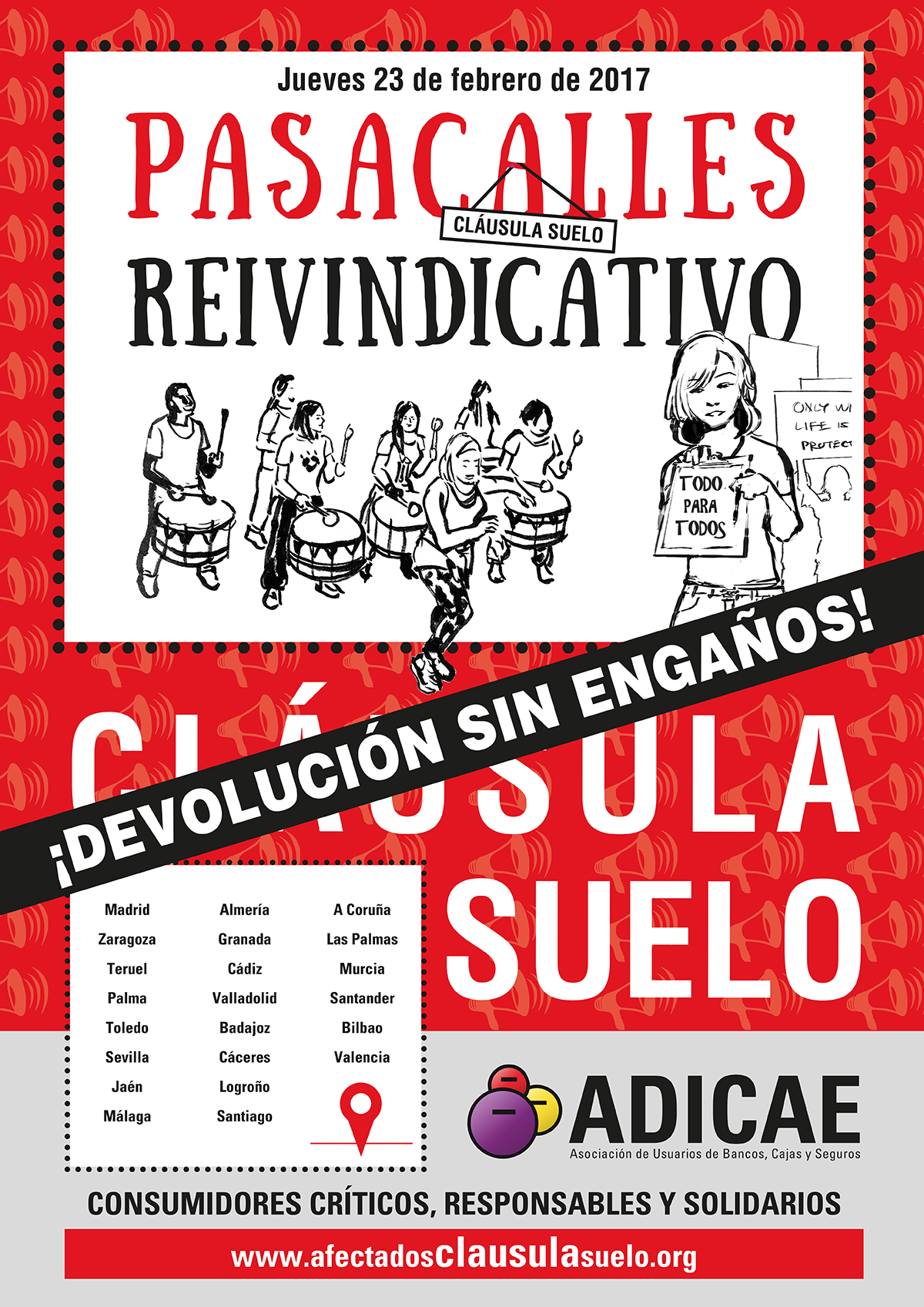 23F: Movilizaciones en toda España contra los bancos empecinados en seguir cobrando la cláusula suelo
