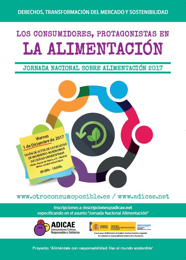 Jornada nacional de alimentación de ADICAE el 1 de diciembre en la que el consumidor será el protagonista