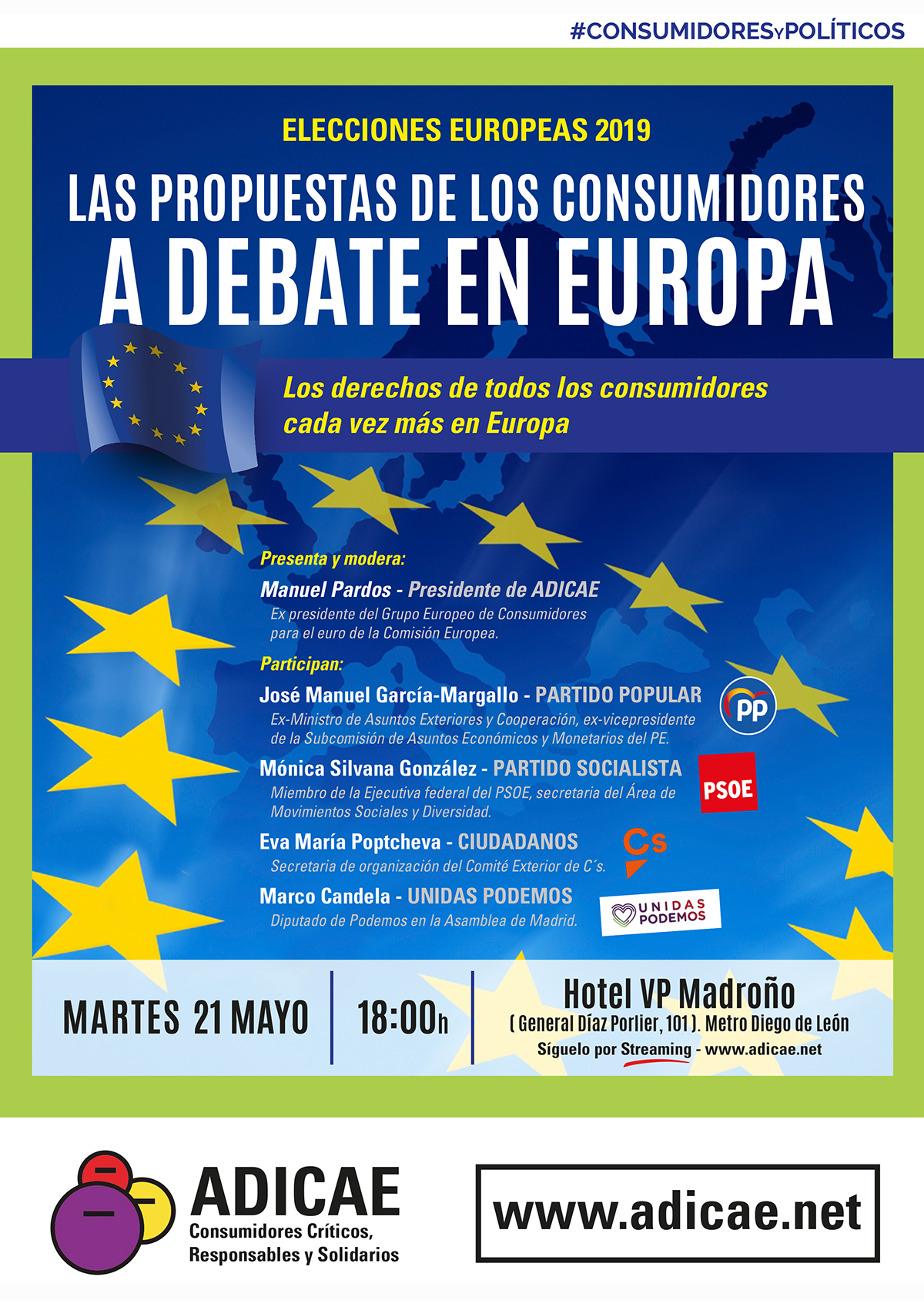 Los candidatos al Parlamento Europeo debaten con ADICAE sobre el futuro de los consumidores