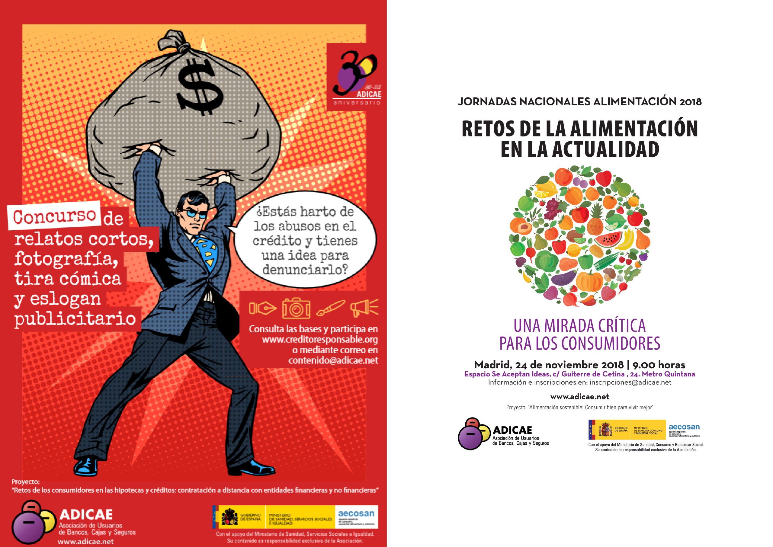ADICAE amplía el plazo de entrega de sus concursos sobre recetas sostenibles y créditos abusivos
