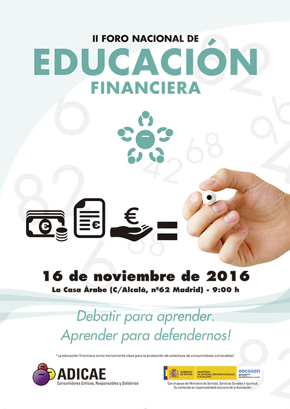 ADICAE invita a los consumidores al Foro Nacional de Educación Financiera para construir una formación crítica y útil para todos los ciudadanos