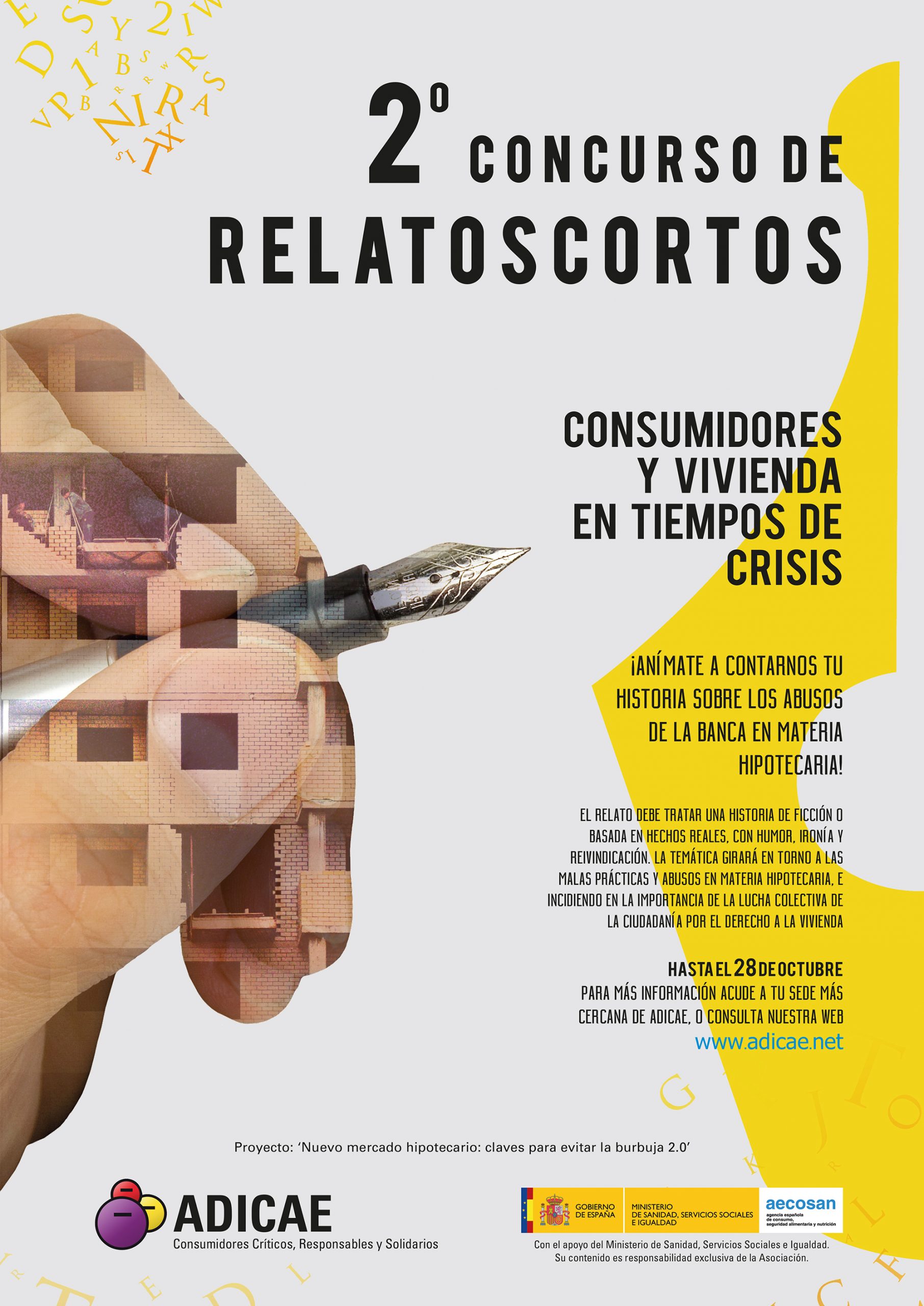 #RelatosCríticos, un concurso de relatos cortos organizado por ADICAE que visibiliza los abusos bancarios en materia hipotecaria
