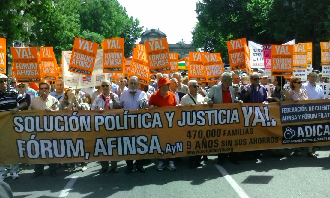 Los afectados por Fórum, Afinsa, Arte y Naturaleza exigen soluciones en la gran manifestación estatal tras 9 años del fraude