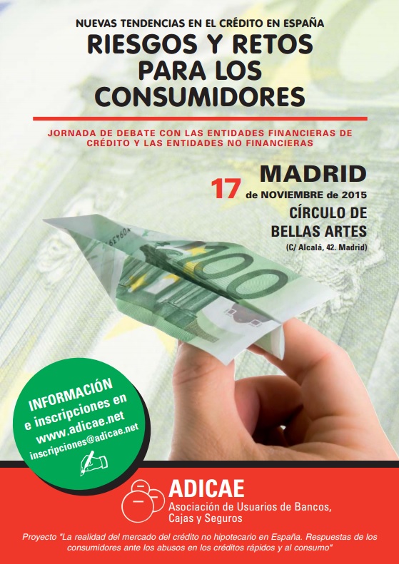 El crédito en España, un 43% más caro que la media europea: ADICAE organiza en Madrid un foro para analizar sus riesgos