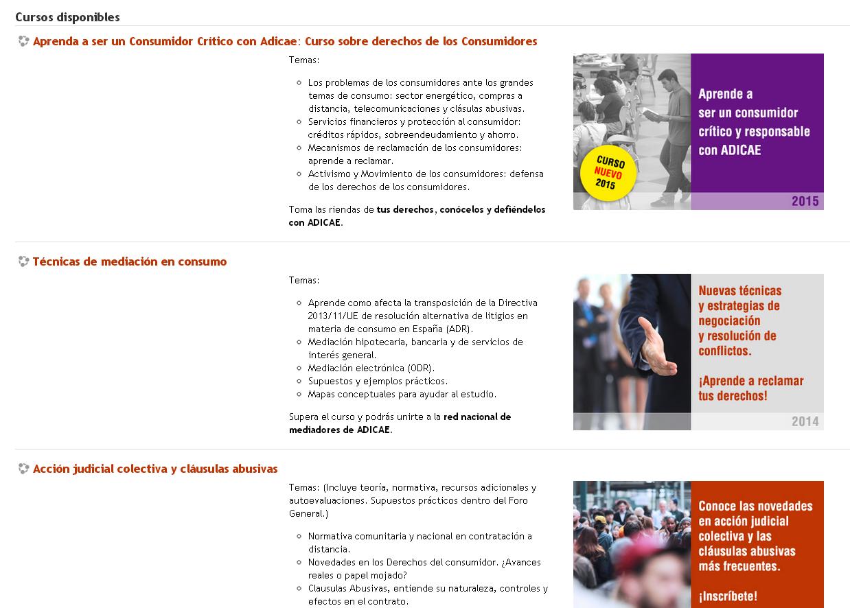 Aprenda a ser un consumidor crítico con la Plataforma Online de educación financiera y grandes temas del Consumo de ADICAE