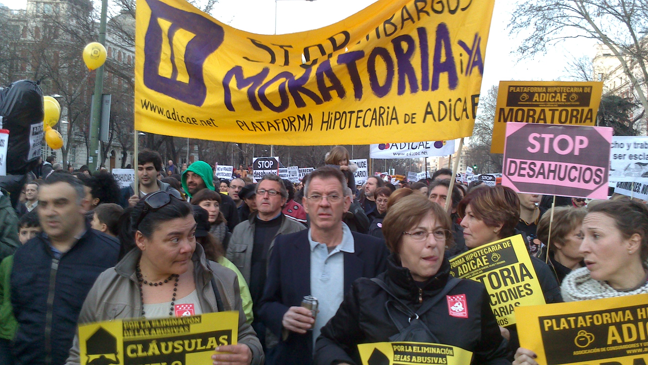 ADICAE y sus socios participan en las manifestaciones del 16 de febrero reivindicando soluciones para los problemas de los hipotecados